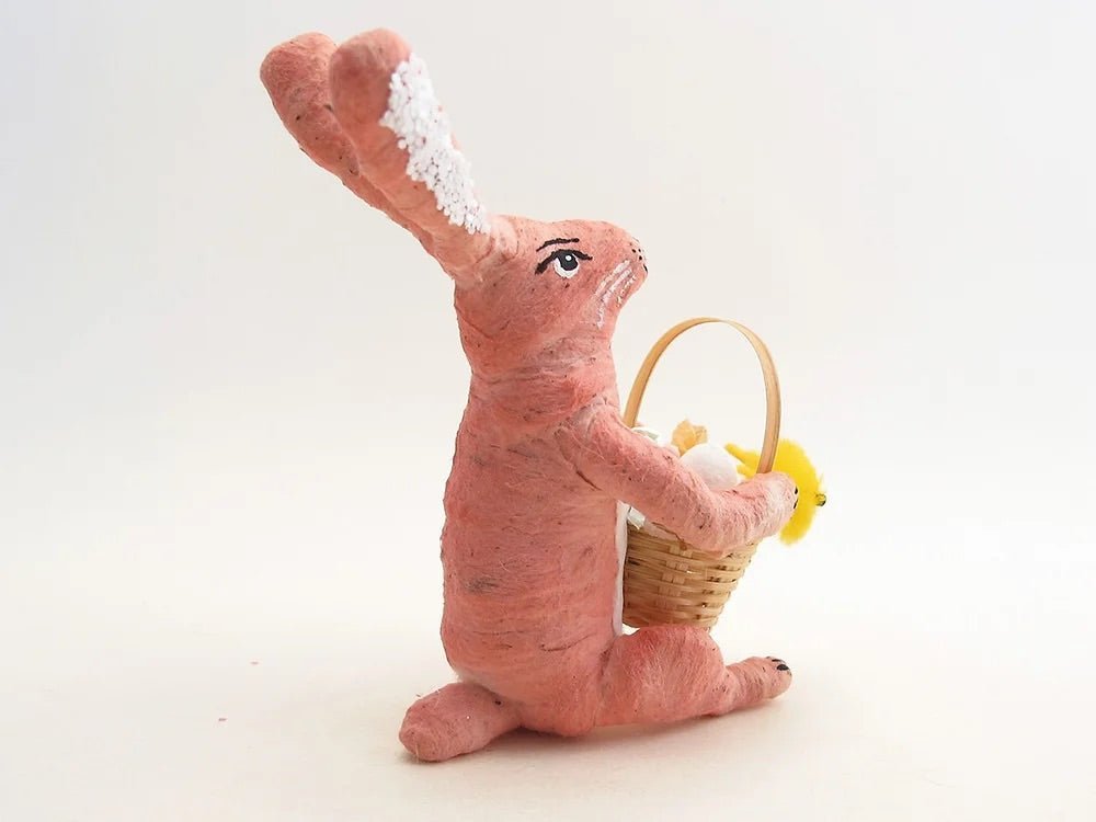Easter Bunny With Basket Figure - Vintage by Crystal | Vintage by Crystal Spun Cotton Ornament - Bon Ton goods