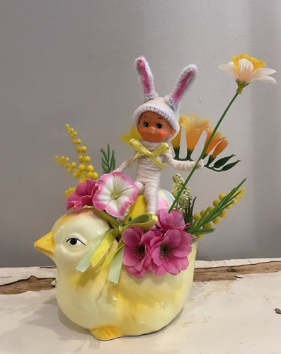 Easter Figurine Bunny Dolly Riding Small Chick - Bon Ton goods