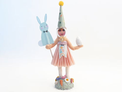 Easter Girl - Blue Bunny Pick - Figure | Vintage by Crystal Spun Cotton Ornament - Bon Ton goods