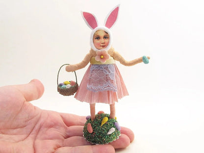 Easter Girl With Bunny Ears Figure - Vintage by Crystal | Vintage by Crystal Spun Cotton Ornament - Bon Ton goods