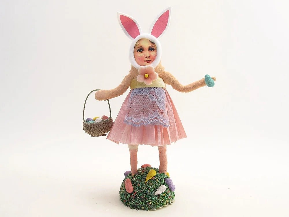 Easter Girl With Bunny Ears Figure - Vintage by Crystal | Vintage by Crystal Spun Cotton Ornament - Bon Ton goods