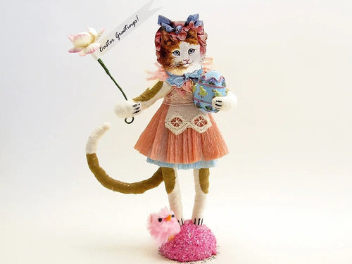 Easter Greeting Cat Girl Figure - Vintage by Crystal - Bon Ton goods