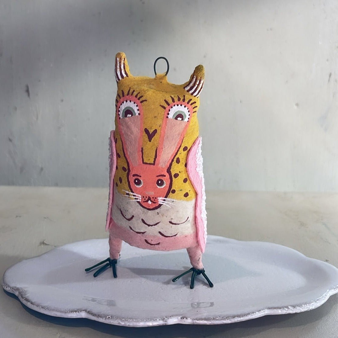 Easter Owl Ornament/Figure | Vintage by Crystal Spun Cotton Ornament - Bon Ton goods