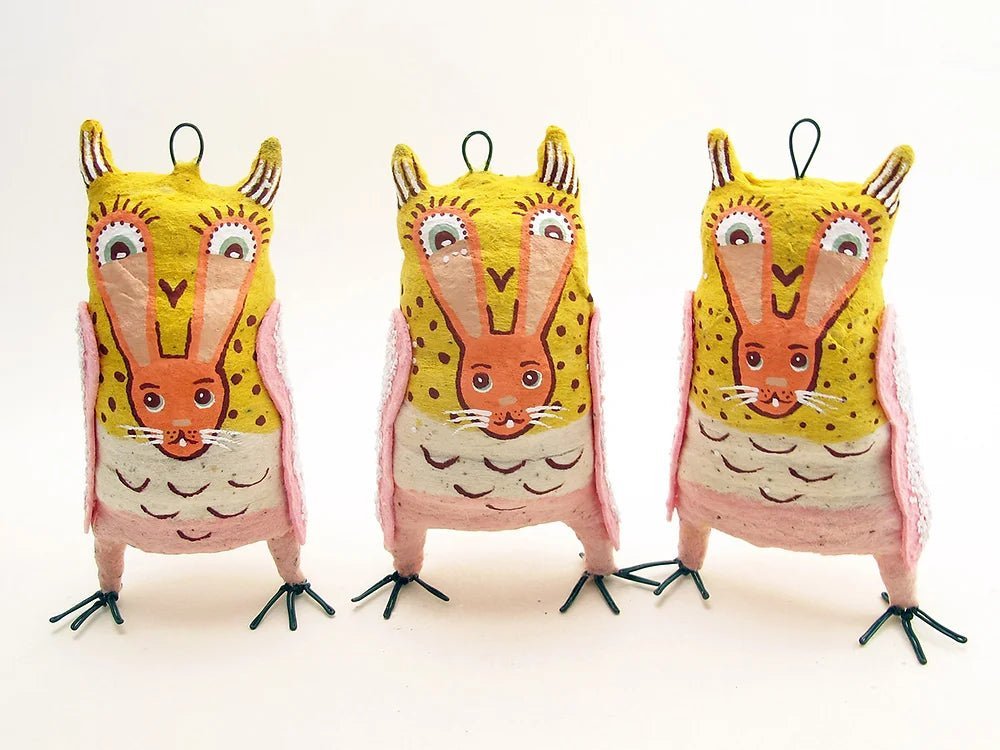 Easter Owl Ornament/Figure | Vintage by Crystal Spun Cotton Ornament - Bon Ton goods