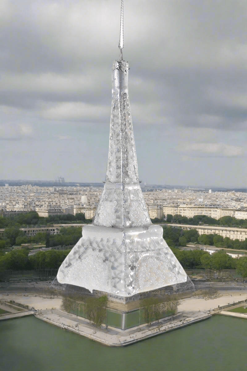 Eiffel Tower Silver Christmas Ornament - Bon Ton goods