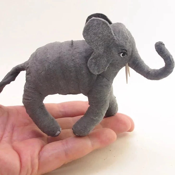 Elephant Ornament/Figure - Vintage Inspired Spun Cotton | Vintage by Crystal Spun Cotton Ornament - Bon Ton goods
