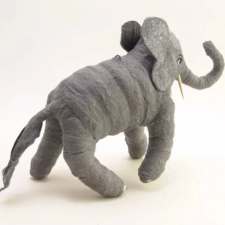 Elephant Ornament/Figure - Vintage Inspired Spun Cotton | Vintage by Crystal Spun Cotton Ornament - Bon Ton goods