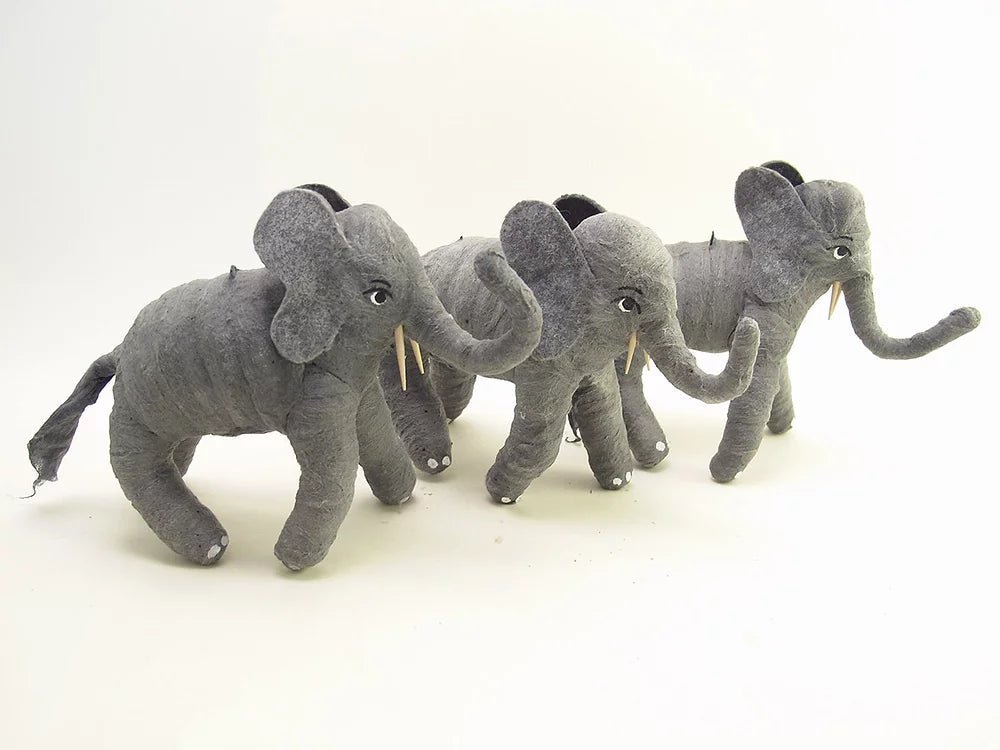 Elephant Ornament/Figure - Vintage Inspired Spun Cotton | Vintage by Crystal Spun Cotton Ornament - Bon Ton goods