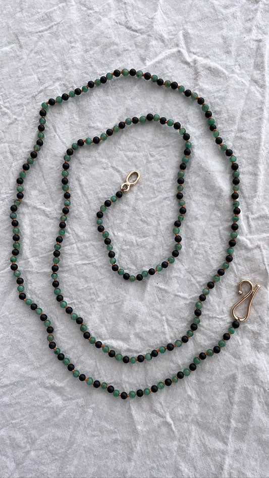Emerald and Black Agate Necklace - Bon Ton goods