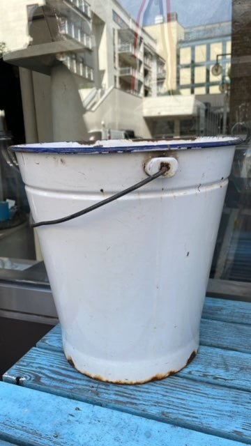 Enamel Bucket - White 2 - Bon Ton goods
