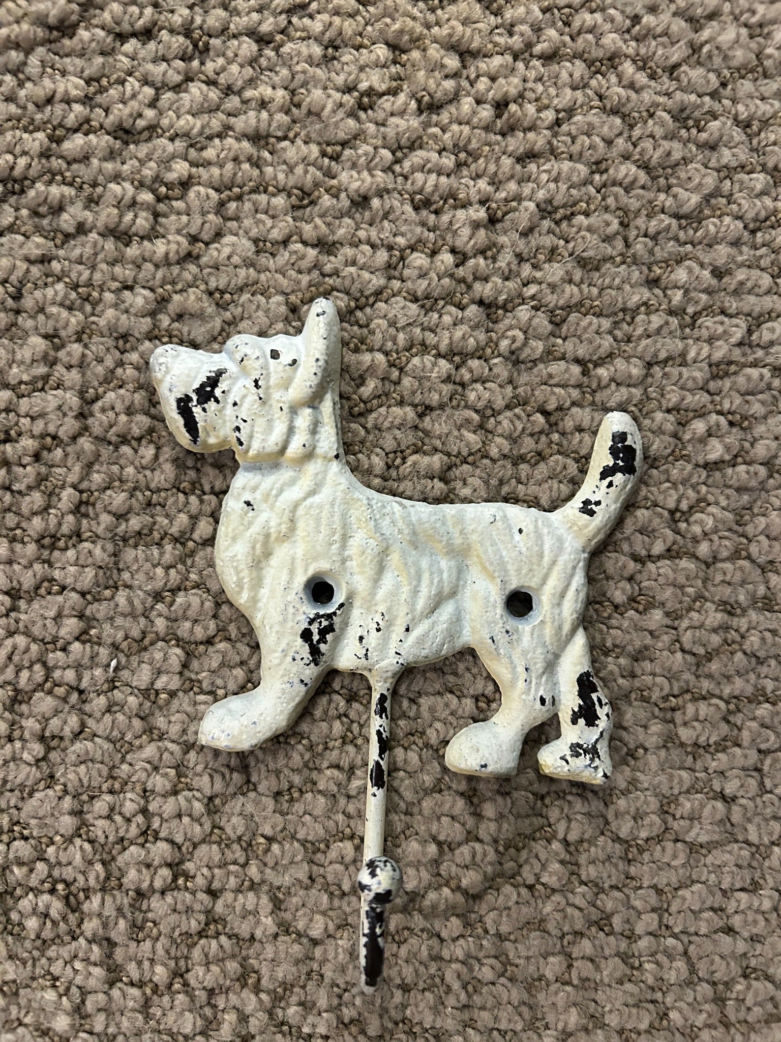 Vintage Painted Cast Iron Terrier Wall Hook