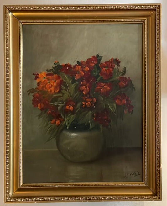 Estate Floral Painting in Wooden Frame 1 - Bon Ton goods