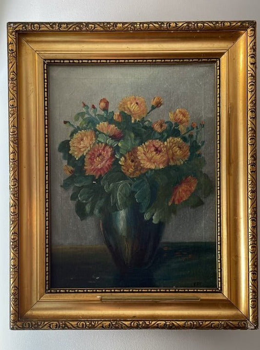 Estate Floral Painting in Wooden Frame 2 - Bon Ton goods