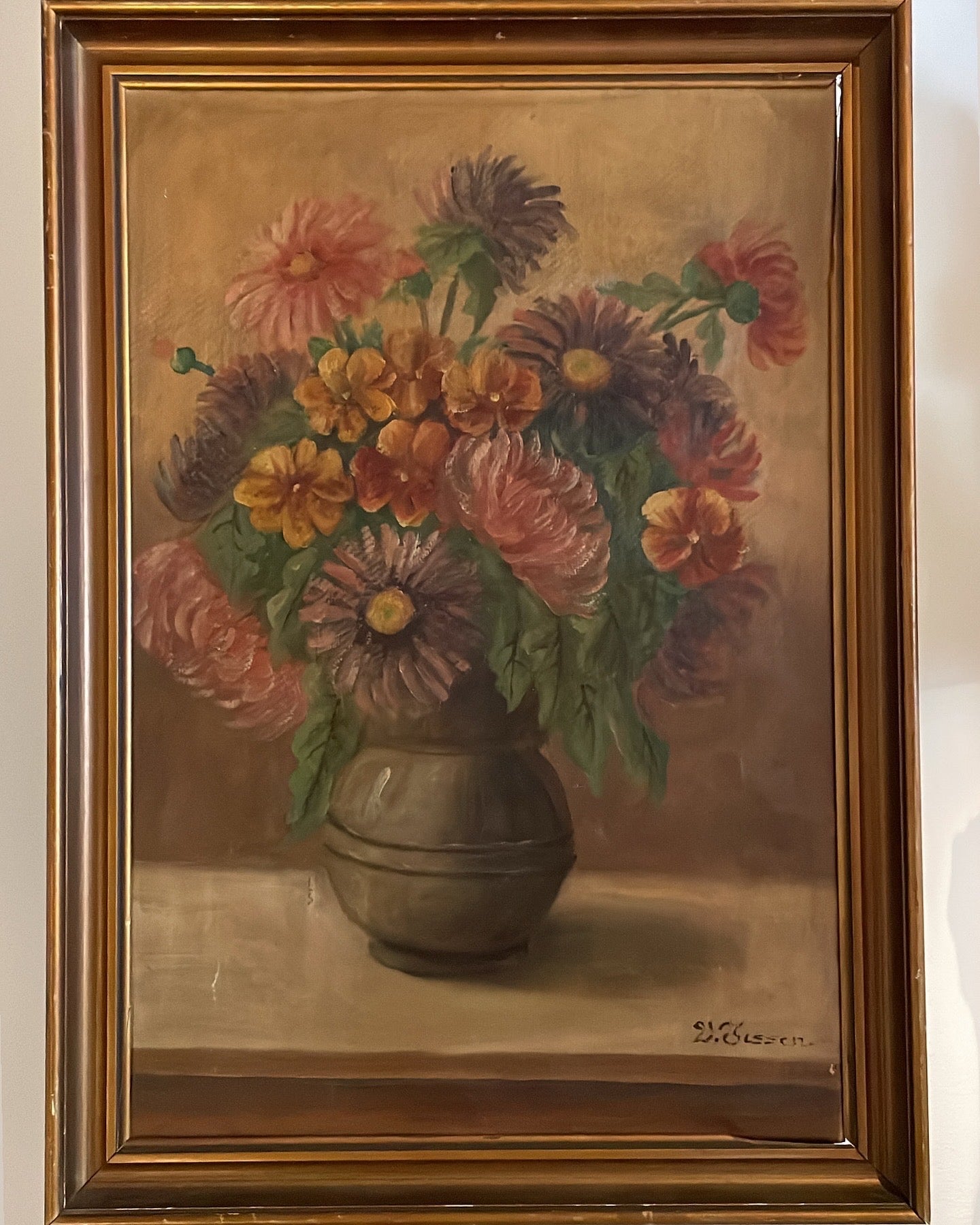 Estate Floral Painting in Wooden Frame 3 - Bon Ton goods
