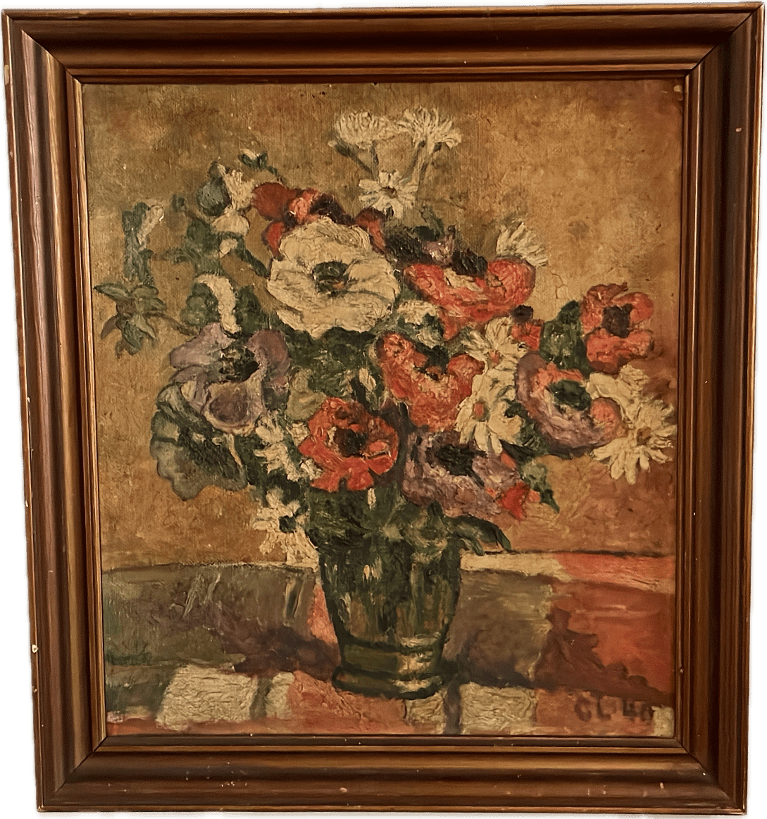 Estate Still Life — Floral Arrangement (Oil on Board) - Bon Ton goods