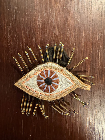 Ethereal Eye Beaded Christmas Ornament in Brown by Cody Foster — sold individually