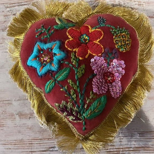 Ex Votos Embroidered Heart to Hang - Bon Ton goods