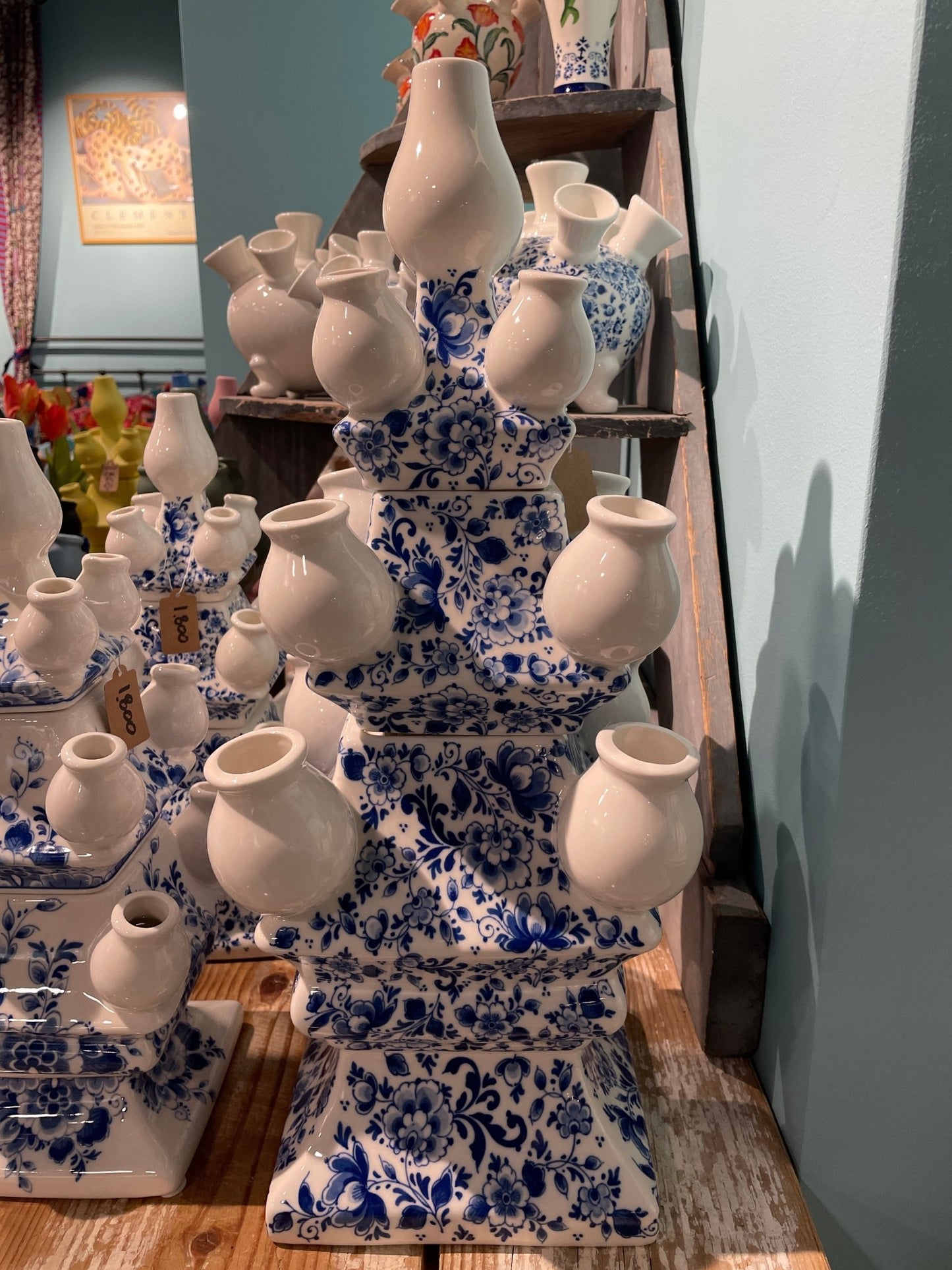 Extra Large Dainty Flower Three Tier Tulip Vase | Heinen Delfts Blauw - Bon Ton goods