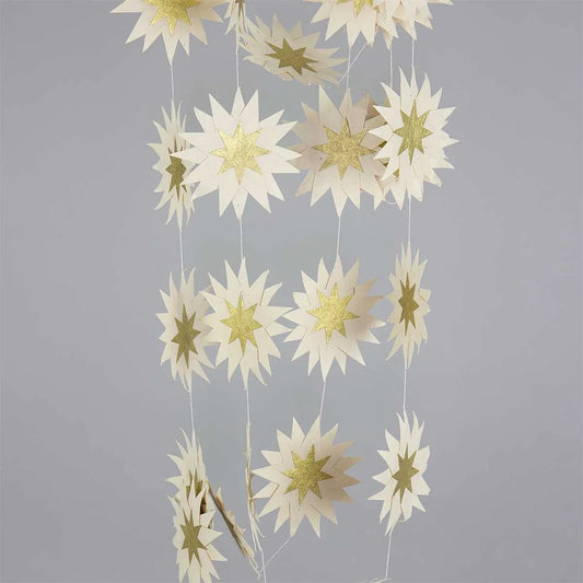 Falling Star - Swedish Garland, Off-White and Gold | Christmas Ornament - Bon Ton goods