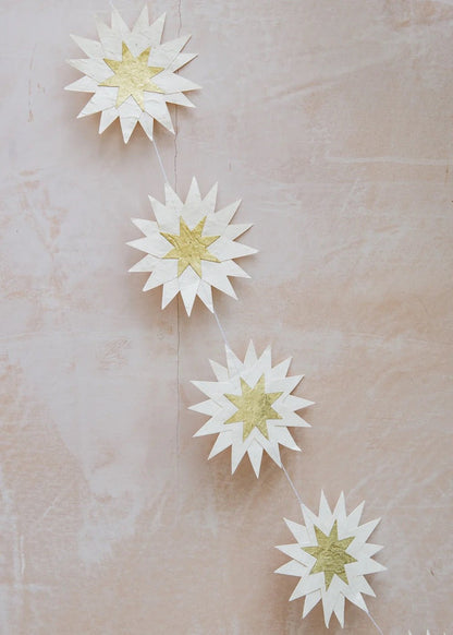 Falling Star - Swedish Garland, Off-White and Gold | Christmas Ornament - Bon Ton goods