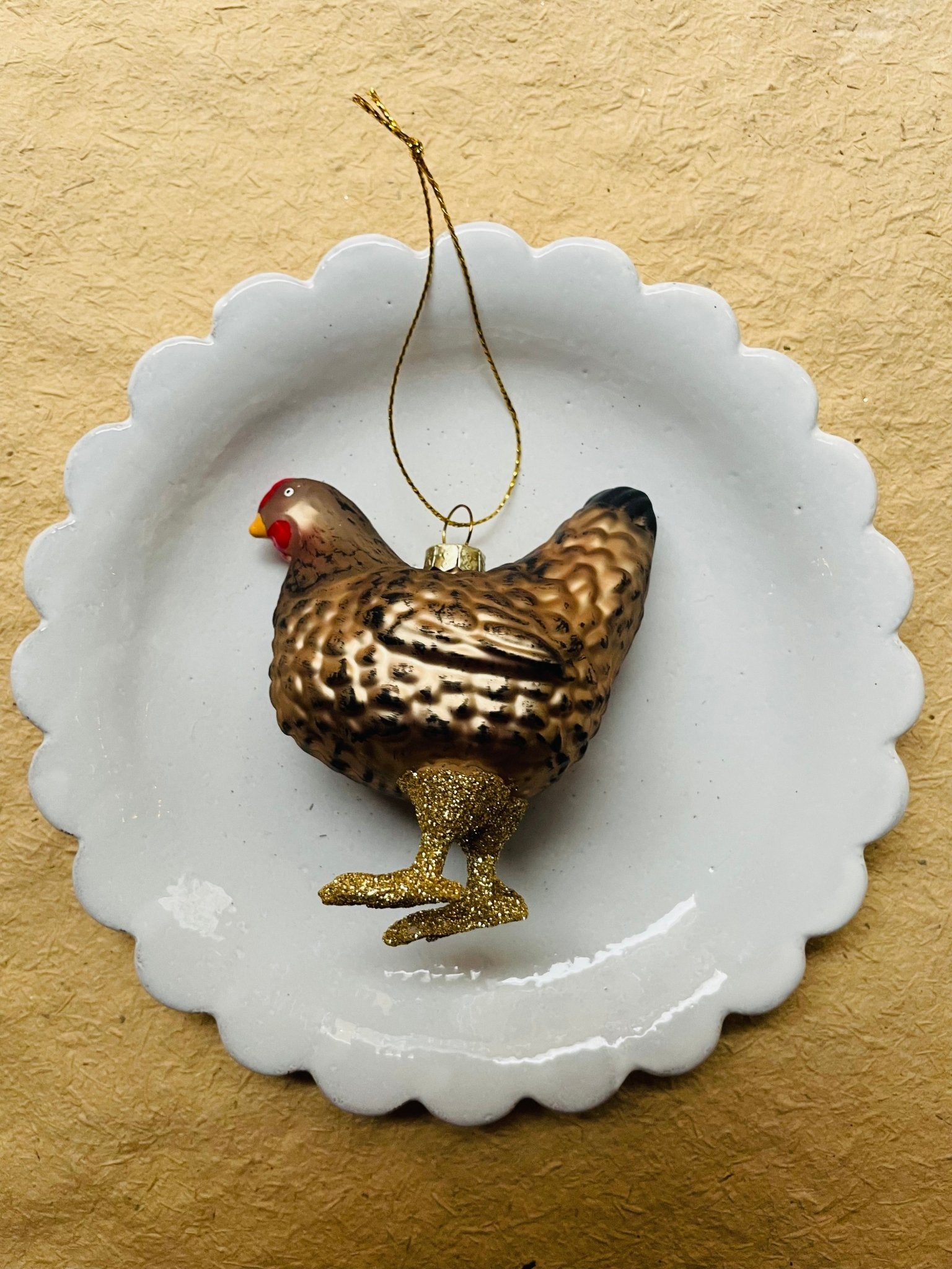 Farmhouse Hen Ornament - Bon Ton goods
