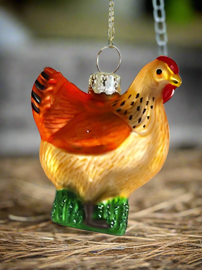 Farmstead Chicken Rooster - Orange | Christmas Ornament - Bon Ton goods