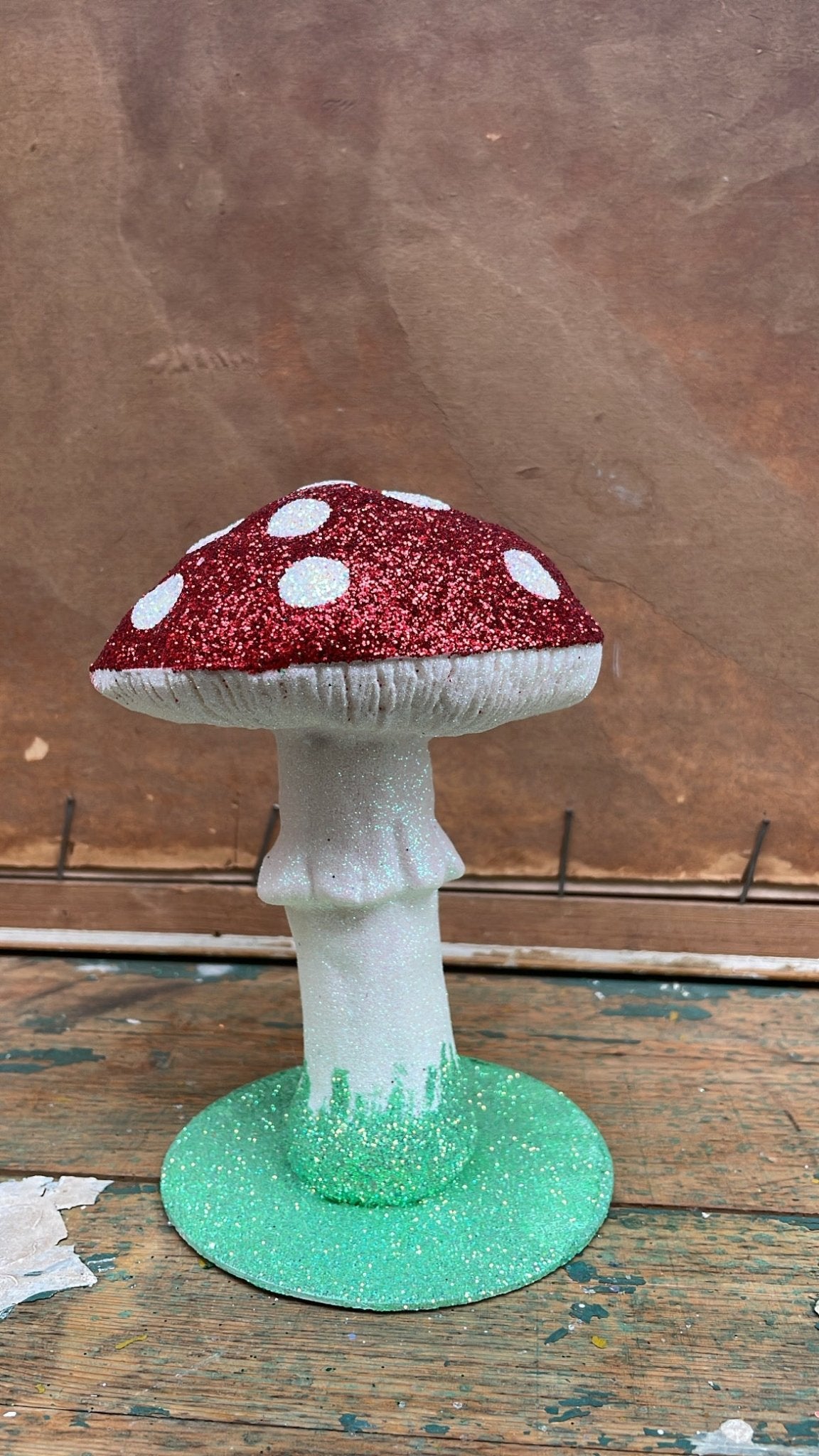 Fat Mushroom - Red Glitter, Lime Green Grass | Ino Schaller - Bon Ton goods