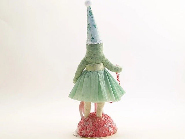 Fawn Walk Figure (Green Dress) | Vintage by Crystal Spun Cotton Ornament - Bon Ton goods