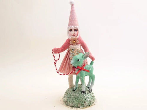 Fawn Walk Figure (Pink Dress) - Bon Ton goods