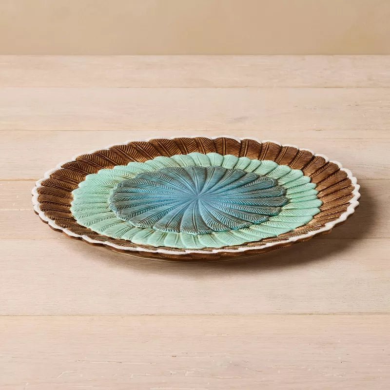 Feathers Stoneware Round Serving Platter | John Derian - Bon Ton goods