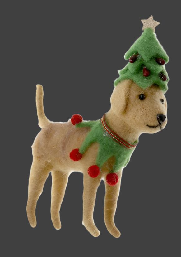 Felt Friends Dog - Christmas Tree and Elf Collar - Bon Ton goods