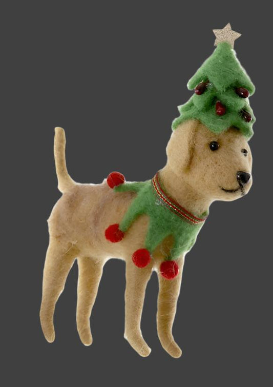 Felt Friends Dog - Christmas Tree and Elf Collar - Bon Ton goods