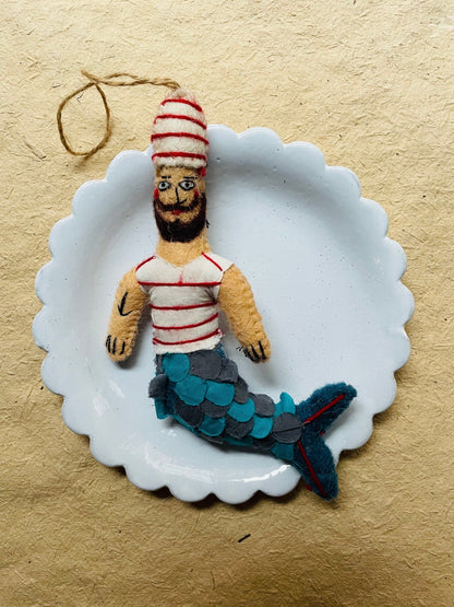 Felt Merman | Christmas Ornament - Bon Ton goods