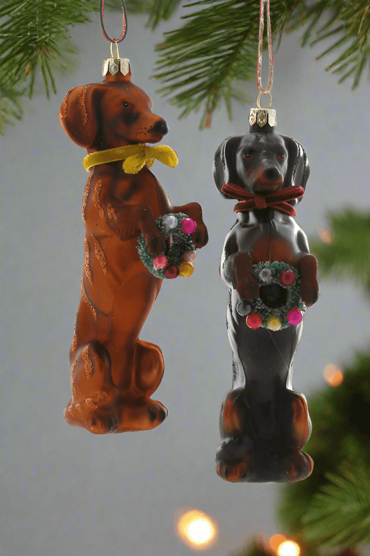 Festive Doxy - Brown Dachshund | Christmas Ornament - Bon Ton goods