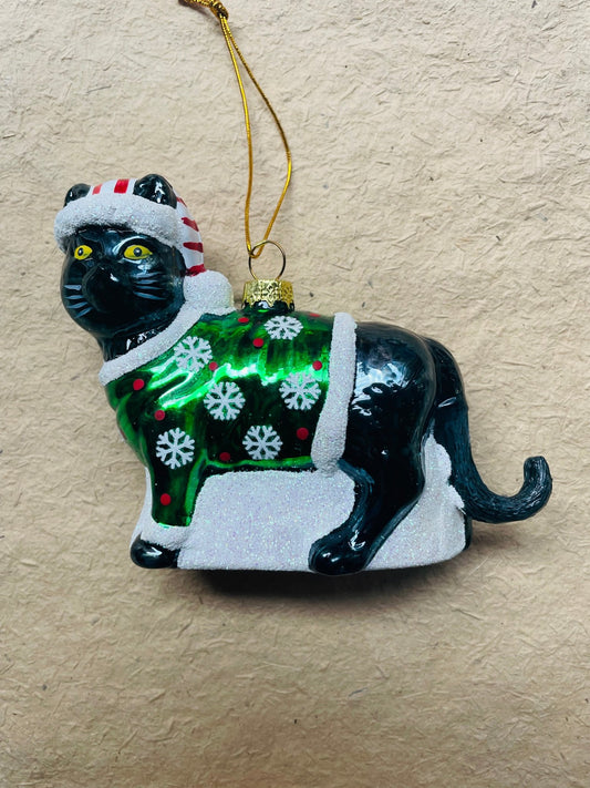 Festive Kitty - Green | Christmas Ornament - Bon Ton goods