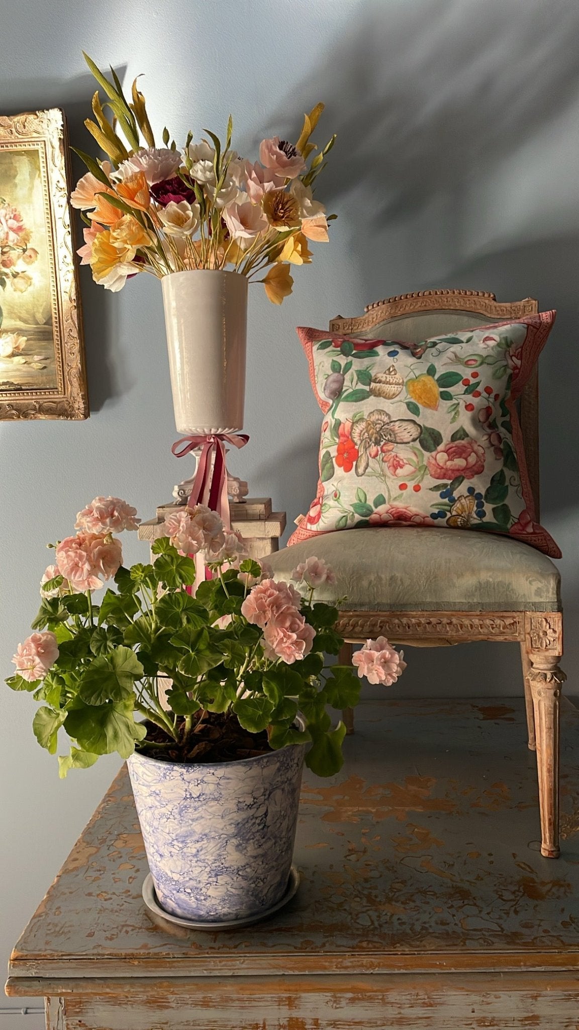 Flower Fan Sky Blue Cushion | John Derian - Bon Ton goods