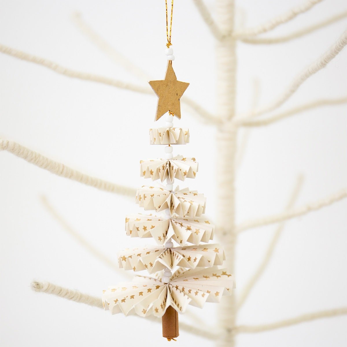 Fold Fir Christmas Ornament, White by A World of Craft, Swedish-designed handmade Christmas decoration