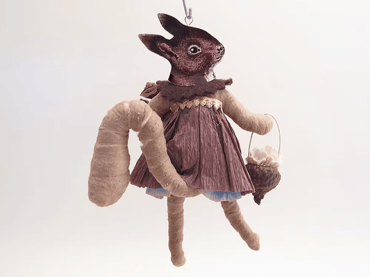 Forest Squirrel Girl Ornament | Vintage by Crystal Spun Cotton Ornament - Bon Ton goods
