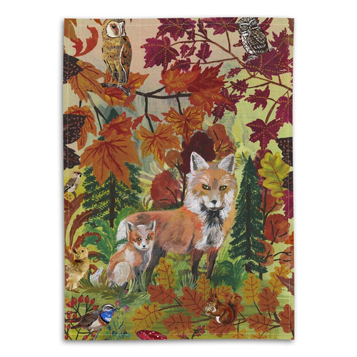 Foxes In The Woods Tea Towel - Bon Ton goods