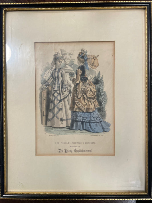Framed Antique Fashion Print, “The Newest French Fashions” (The Young Englishwoman) 2 - Bon Ton goods