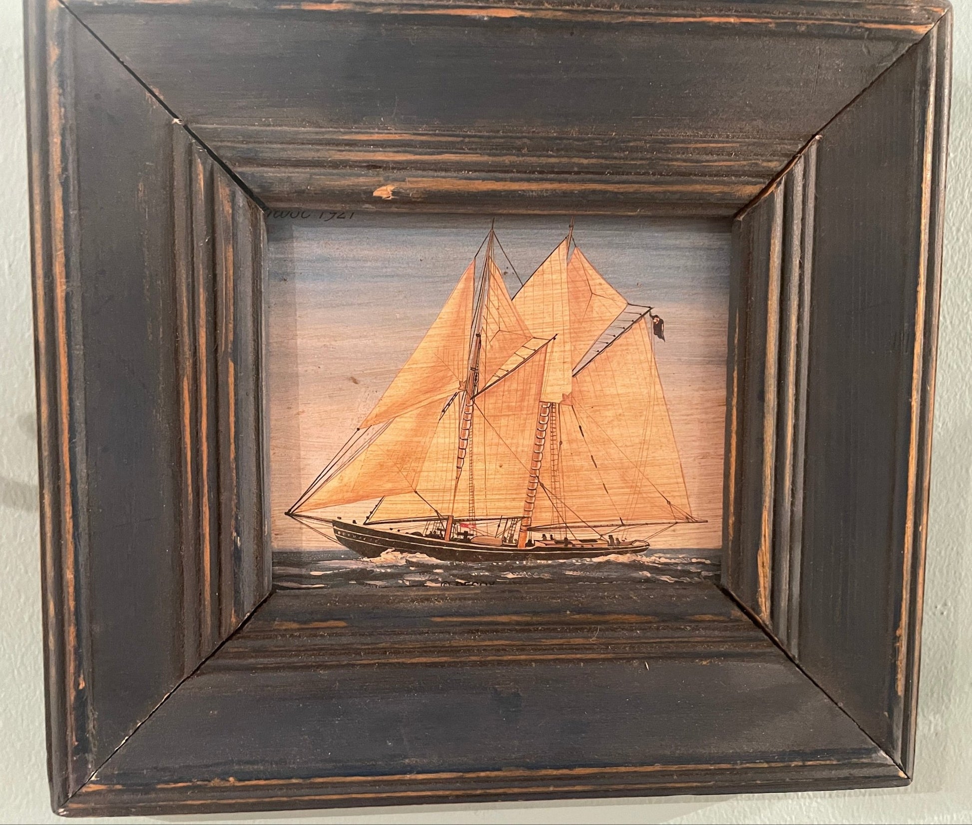 Framed Maritime Painting with Sailing Vessel - Bon Ton goods