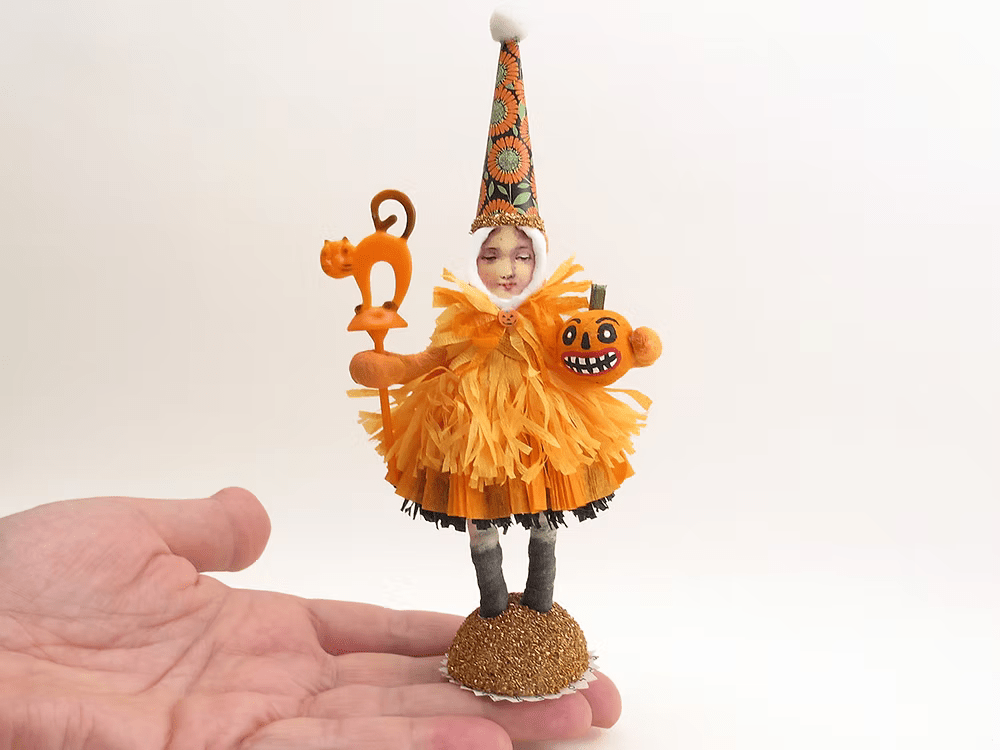 Frills & Chills Figure | Vintage by Crystal Spun Cotton Ornament - Bon Ton goods