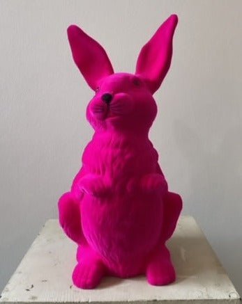 Fuchsia Velvet Large Upright Bunny | Ino Schaller - Bon Ton goods