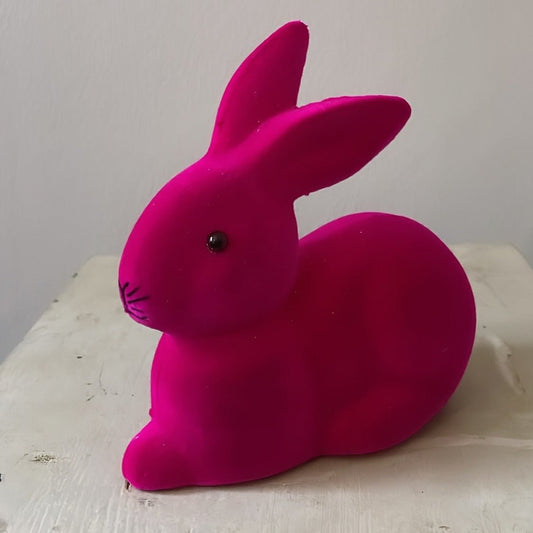 Fuchsia Velvet Little Bunny Lying | Ino Schaller - Bon Ton goods