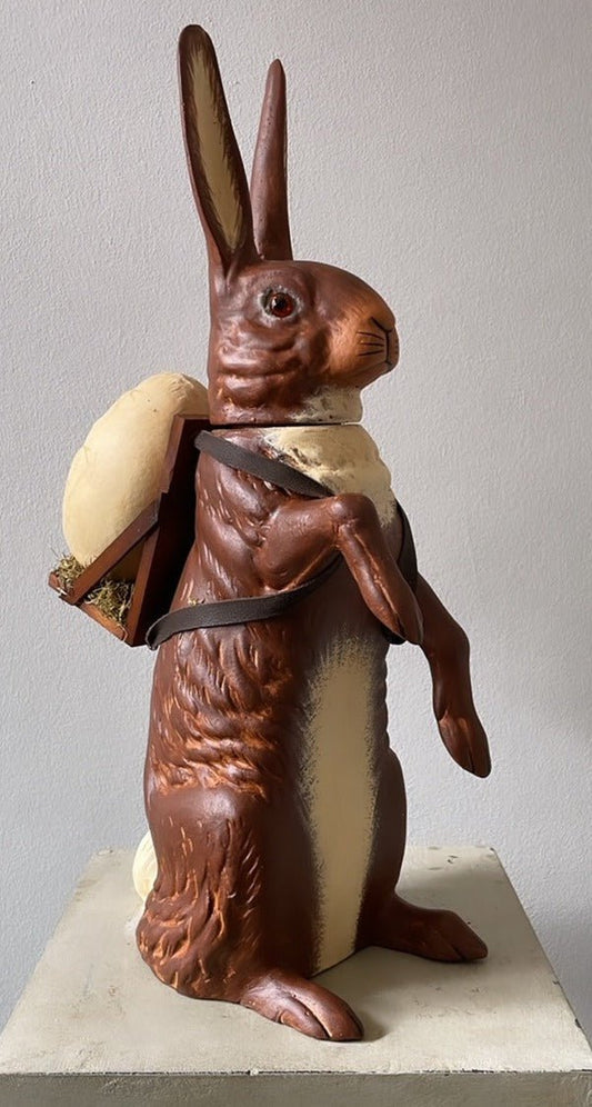 Giant Brown Bunny with Egg Basket | Ino Schaller - Bon Ton goods