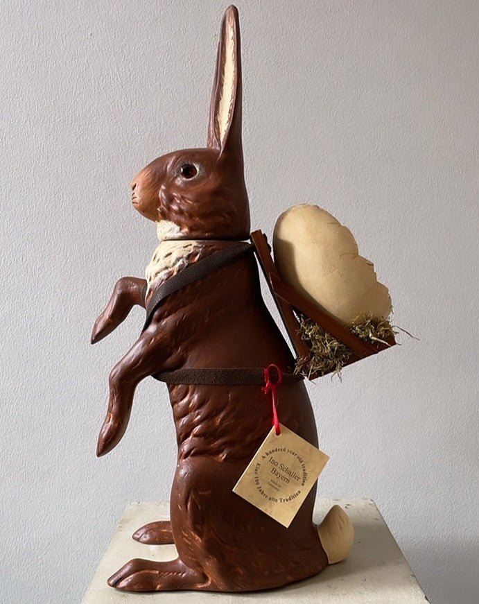 Giant Brown Bunny with Egg Basket - Ino Schaller - Bon Ton goods