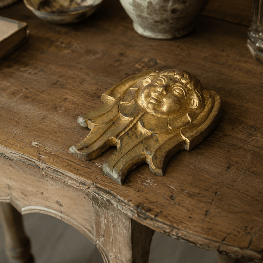 Gilded Bronze Cherub Wall Relief - Bon Ton goods