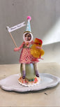 Girl On Egg With Chick Friend Figure 2 | Vintage by Crystal Spun Cotton Ornament - Bon Ton goods