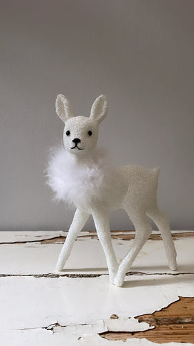 Glitter Bambi - Brilliant White with Boa - Bon Ton goods