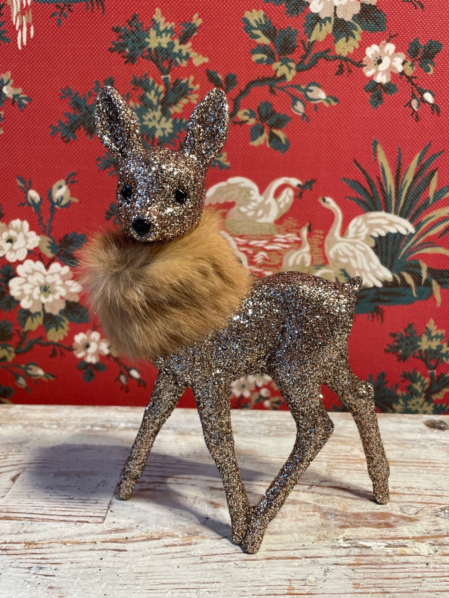 Glitter Bambi - Cinnamon with Fur Collar | Ino Schaller - Bon Ton goods